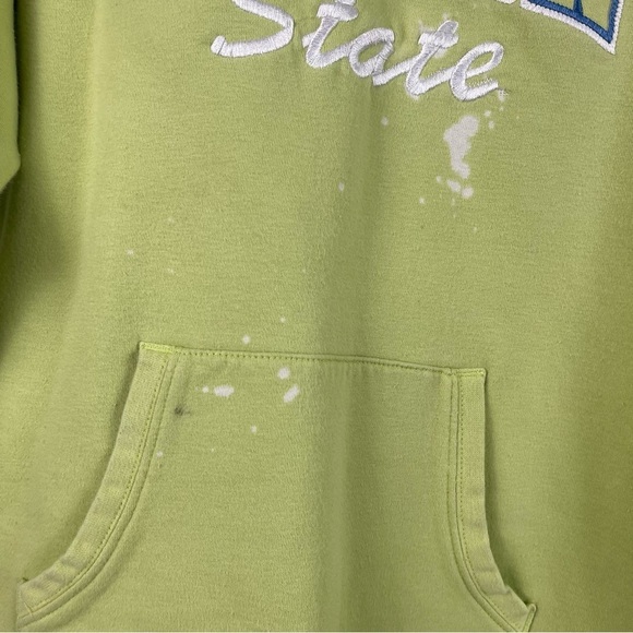 Champion Sport Stretch XL Oregon State OSU Lime Green Hoodie Hooded Distressed - Picture 5 of 9